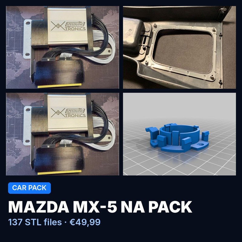3D printed replacement parts for the Mazda MX-5 NA Miata from the 137-file STL pack
