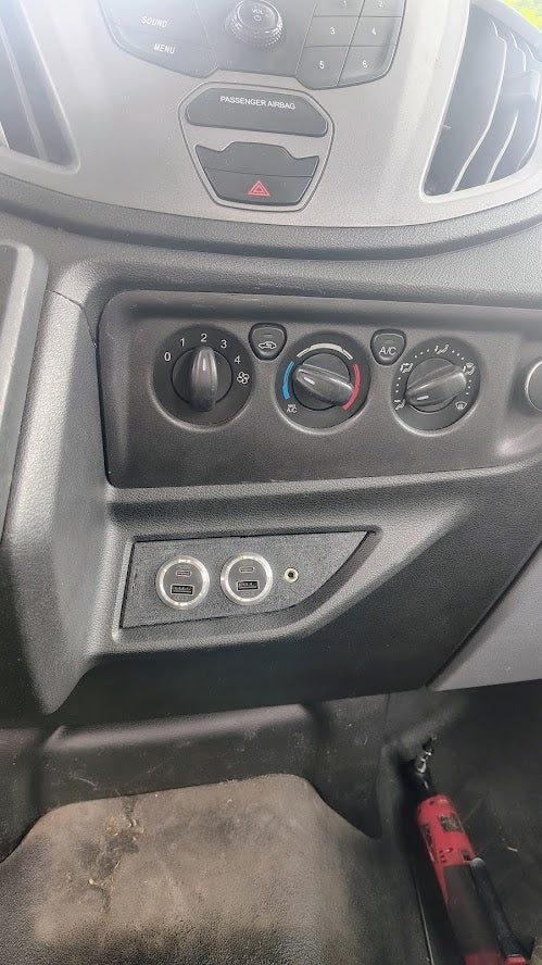 Ford Transit "slim Console" Aux Input Bezel – 2019 Ford Transit, 2018 Ford Transit, 2017 Ford Transit, 2016 Ford Transit, 2015 Ford Transit, 2014 Ford Transit