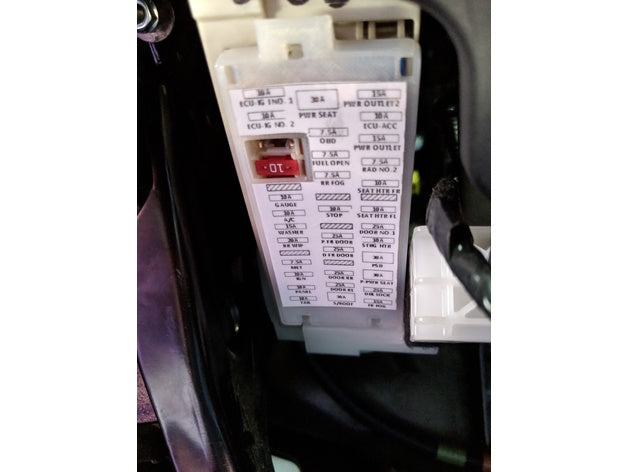 2013 Lexus CT200H Fuse Box Cover with Hole for Adding Circuit – 2013 Lexus CT