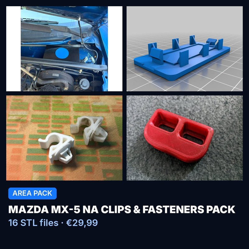 Mazda MX-5 NA Clips & Fasteners Pack – 16 STL Files