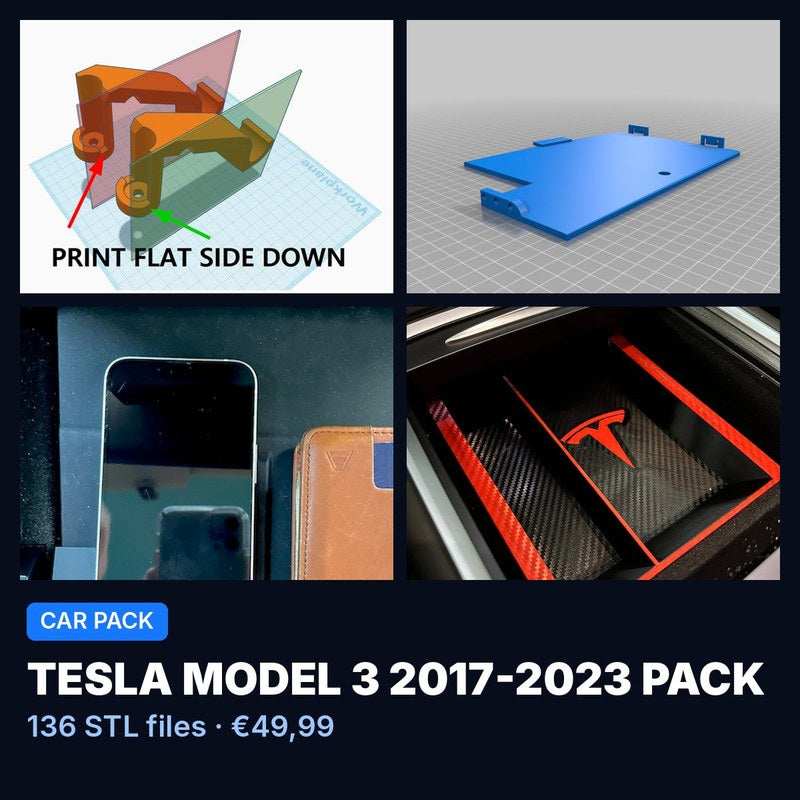 Tesla Model 3 2017-2023 Pack – 136 STL Files