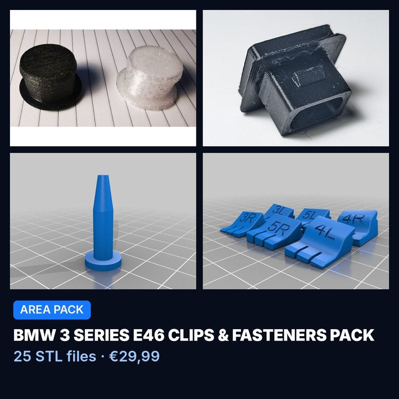 BMW 3 Series E46 Clips & Fasteners Pack – 25 STL Files