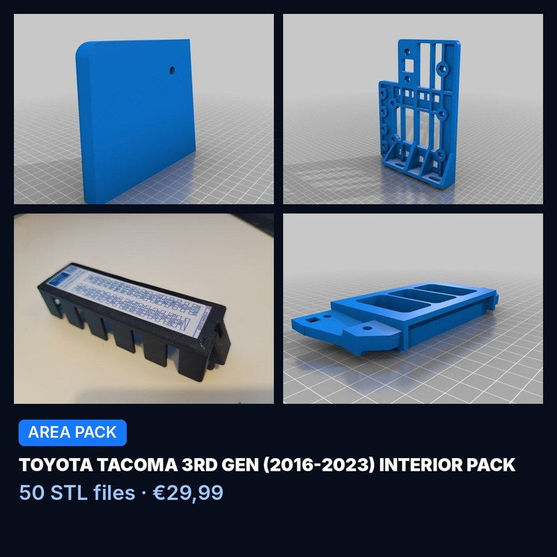 Toyota Tacoma 3rd gen (2016-2023) Interior Pack – 50 STL Files
