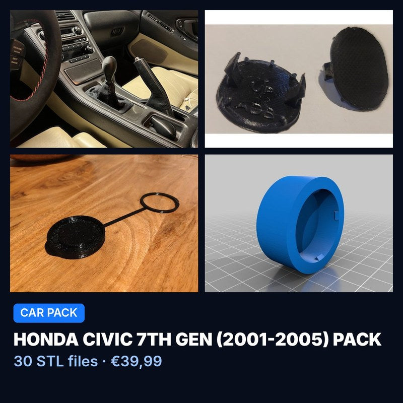 Honda Civic 7th gen (2001-2005) Pack – 30 STL Files