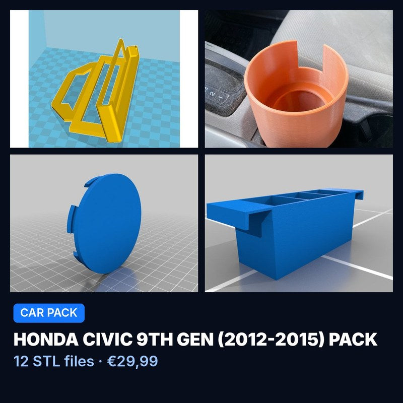 Honda Civic 9th gen (2012-2015) Pack – 12 STL Files
