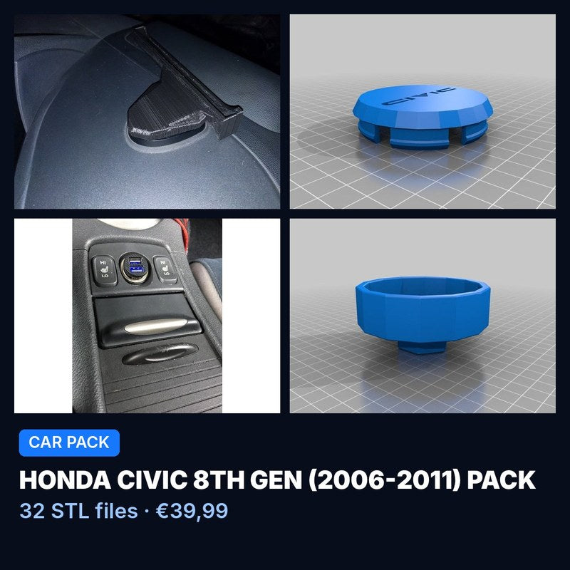 Honda Civic 8th gen (2006-2011) Pack – 32 STL Files