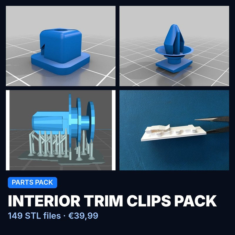 Interior Trim Clips Pack – 149 STL Files for Many Cars