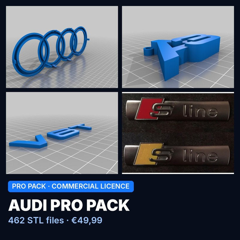 Audi Pro Pack – 462 STL Files, Commercial Licence