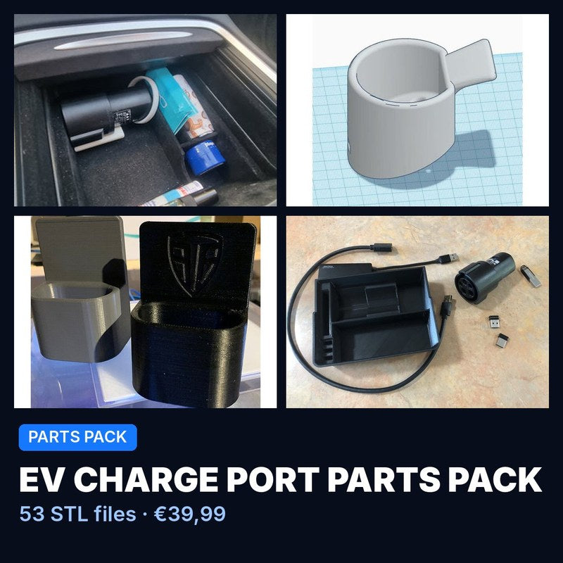 EV Charge Port Parts Pack – 53 STL Files for Many Cars