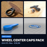 Wheel Center Caps Pack – 204 STL Files for Many Cars