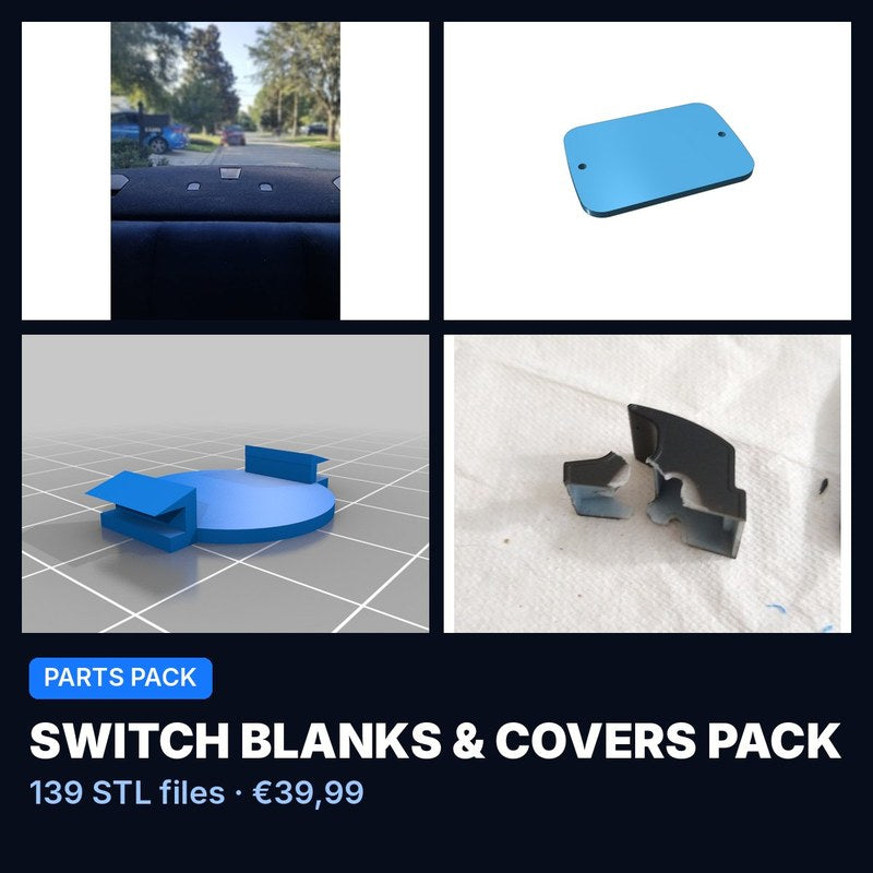Switch Blanks & Covers Pack – 139 STL Files for Many Cars