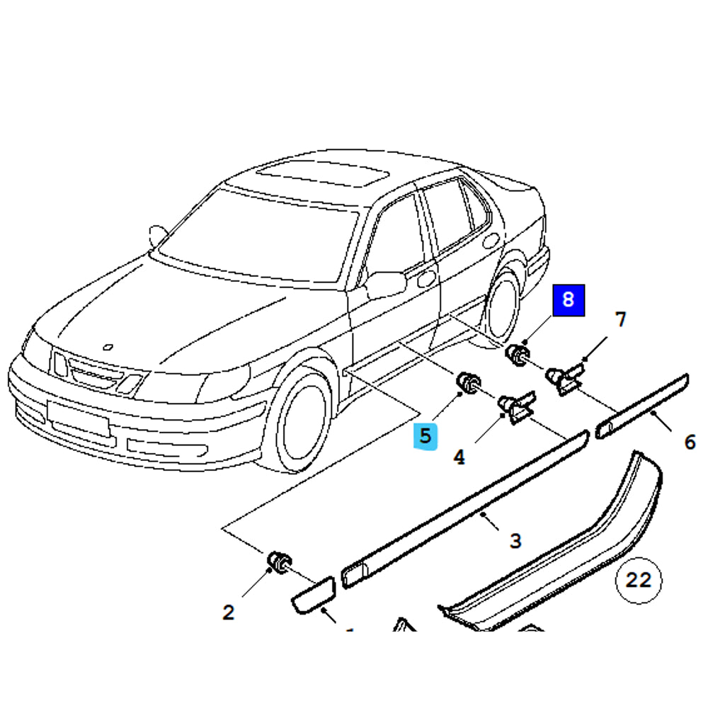 Side Decor Trim Bushing – 1986-2010 Saab 900, 9-3, 9-5